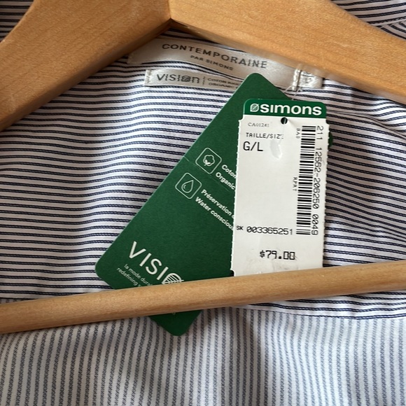 NWT SIMONS Blue stripe button up - Picture 8 of 8